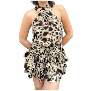 NEW RESET BY JANE cam halter top in mocha black multi